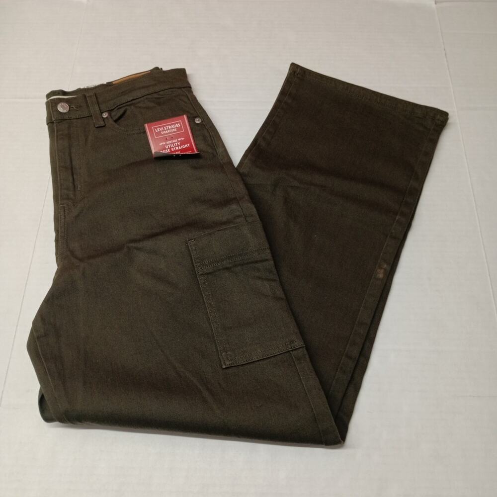 Women's Green Levi‎ Strauss Signature High Rise Utility Loose Jeans Size 10/W30
